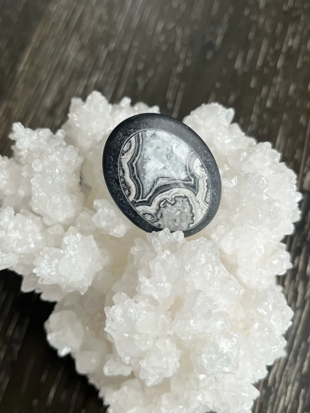 Designer Black & White Crazy Lace Agate Inlay Cabochon - Picture 3 of 4